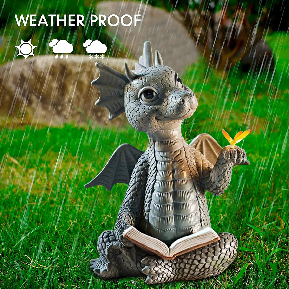 Enchanting Reading Dragon for Garden & Home