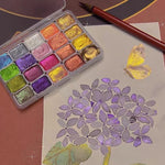 Perlmuttfarbenset mit 10 Farben und Mischpalette