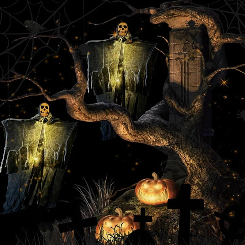 Spooky Halloween Decoration: Light-Up Ghost Skull | 57 x 80 cm