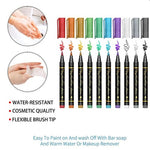 Kreatives Tattoo Marker Set – 10 Farben mit Pinselspitze
