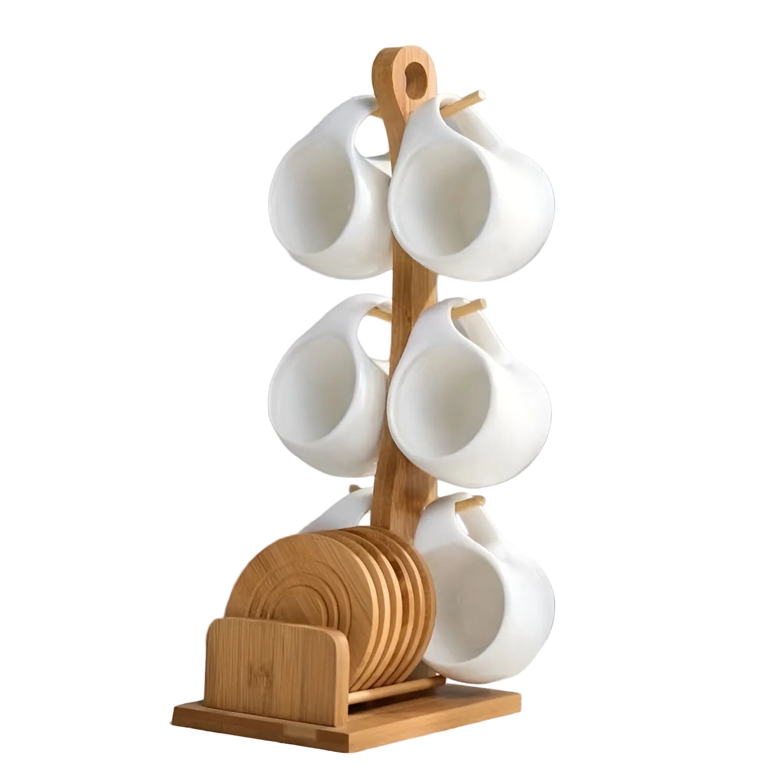 Keramisches Kaffeetassen-Set mit Unterteller und Ständer – Dekorativ für Zuhause und Café