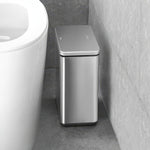 Space-saving stainless steel waste bin with lid for kitchen and bathroom