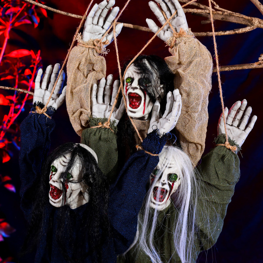 Gruselige Halloween-Deko – Schwebender Geist mit Blutflecken