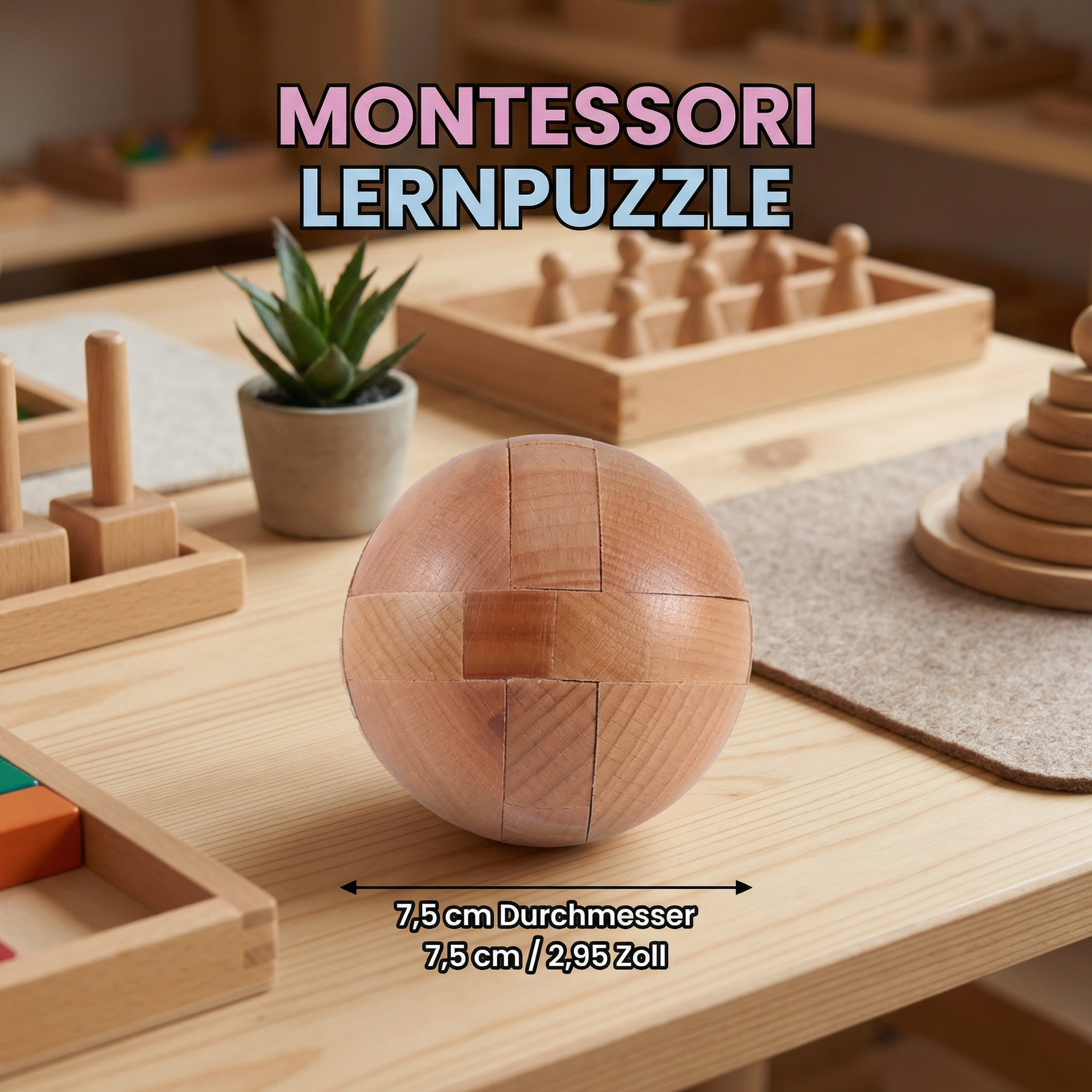 3D Puzzle aus Holz für Montessori-Lernspiele