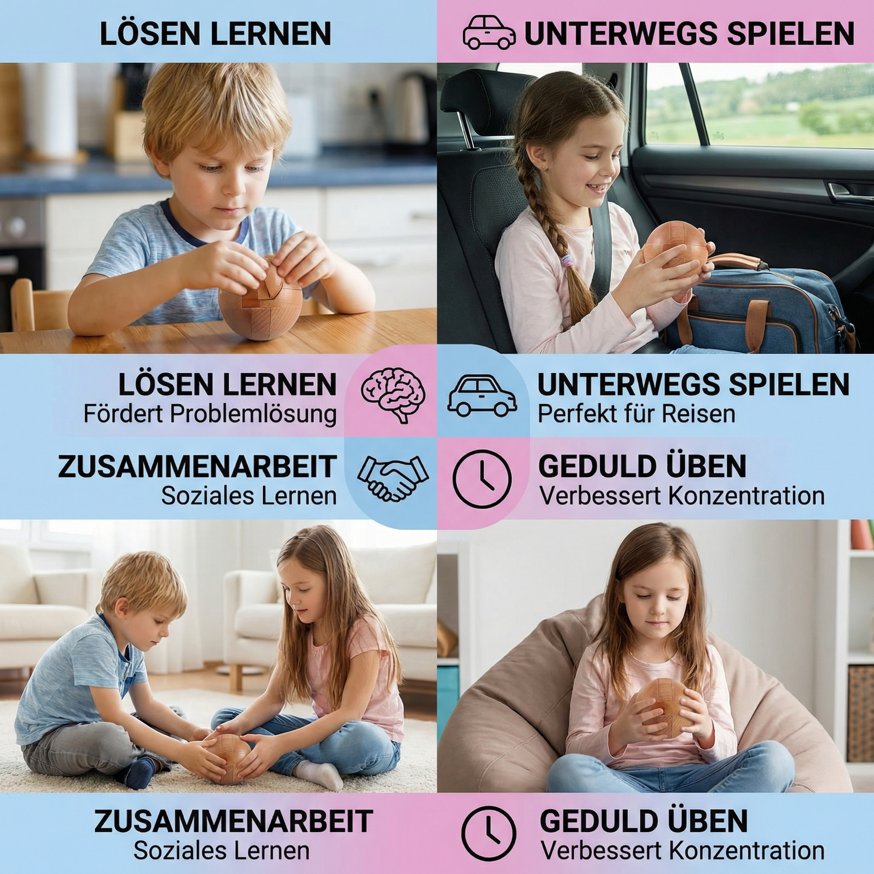 3D Puzzle aus Holz für Montessori-Lernspiele