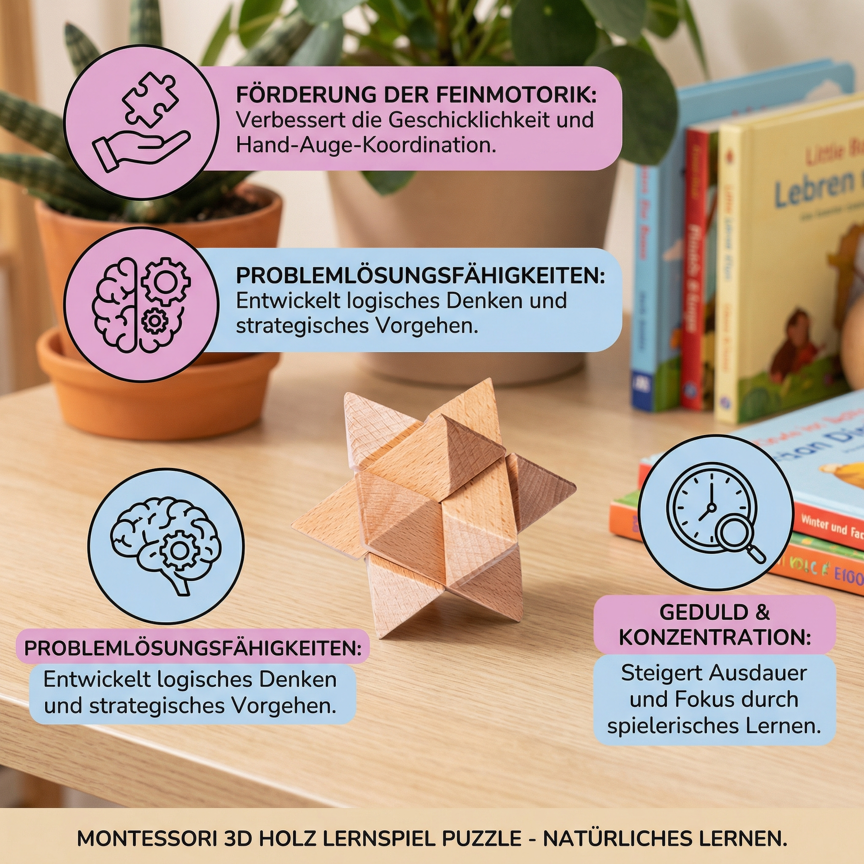3D Puzzle aus Holz für Montessori-Lernspiele
