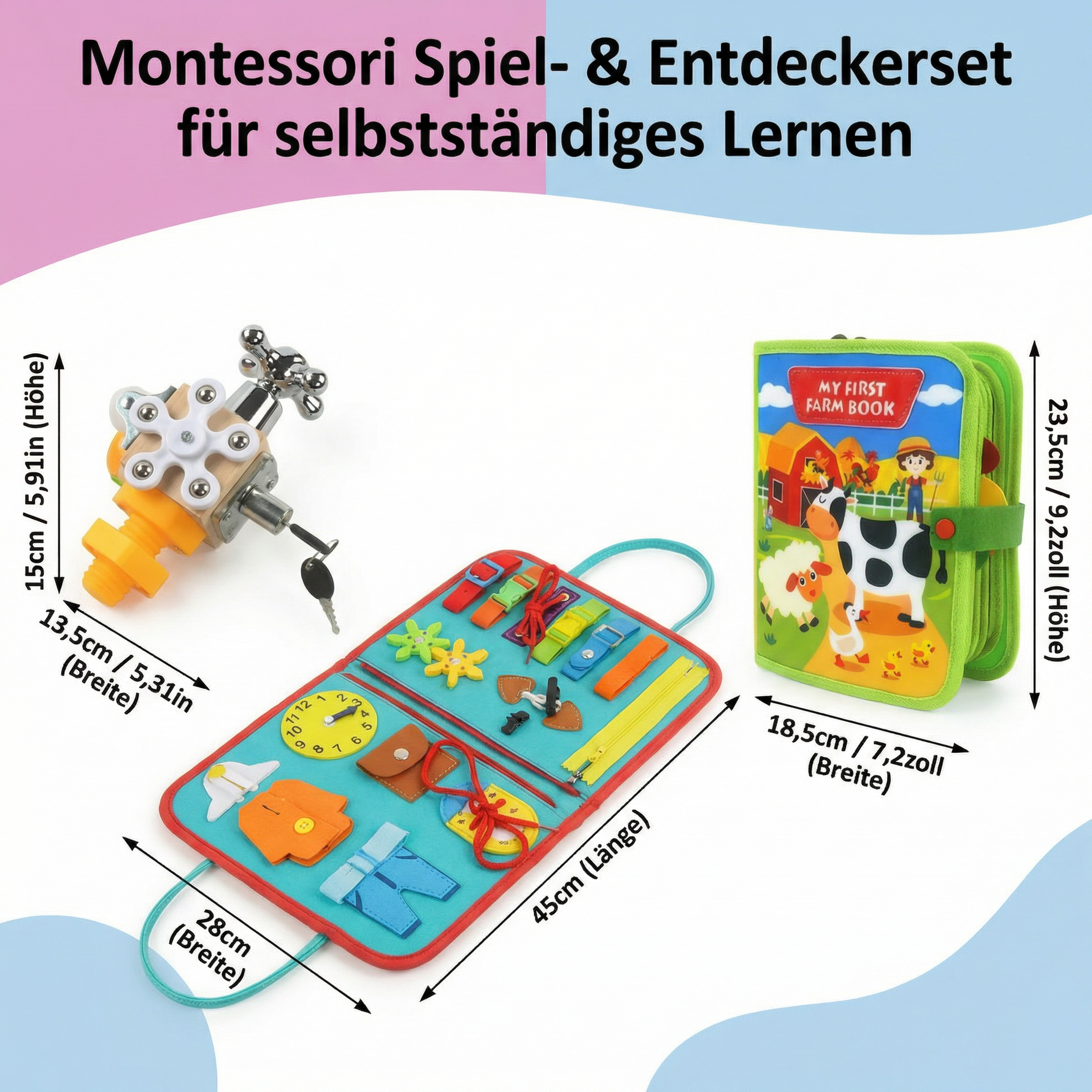 Montessori Entdeckungs- und Spielset im 3er-Pack für eigenständiges Lernen