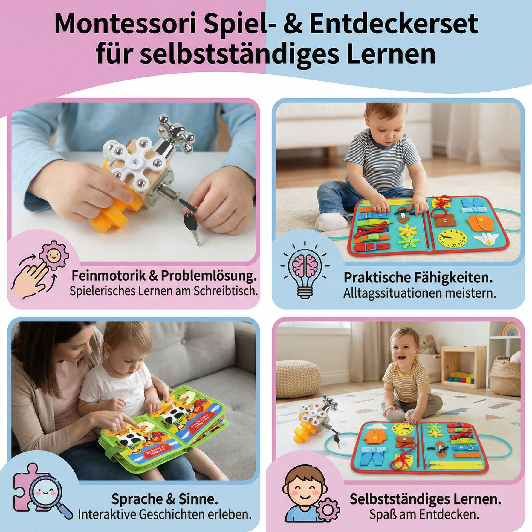 Montessori Entdeckungs- und Spielset im 3er-Pack für eigenständiges Lernen