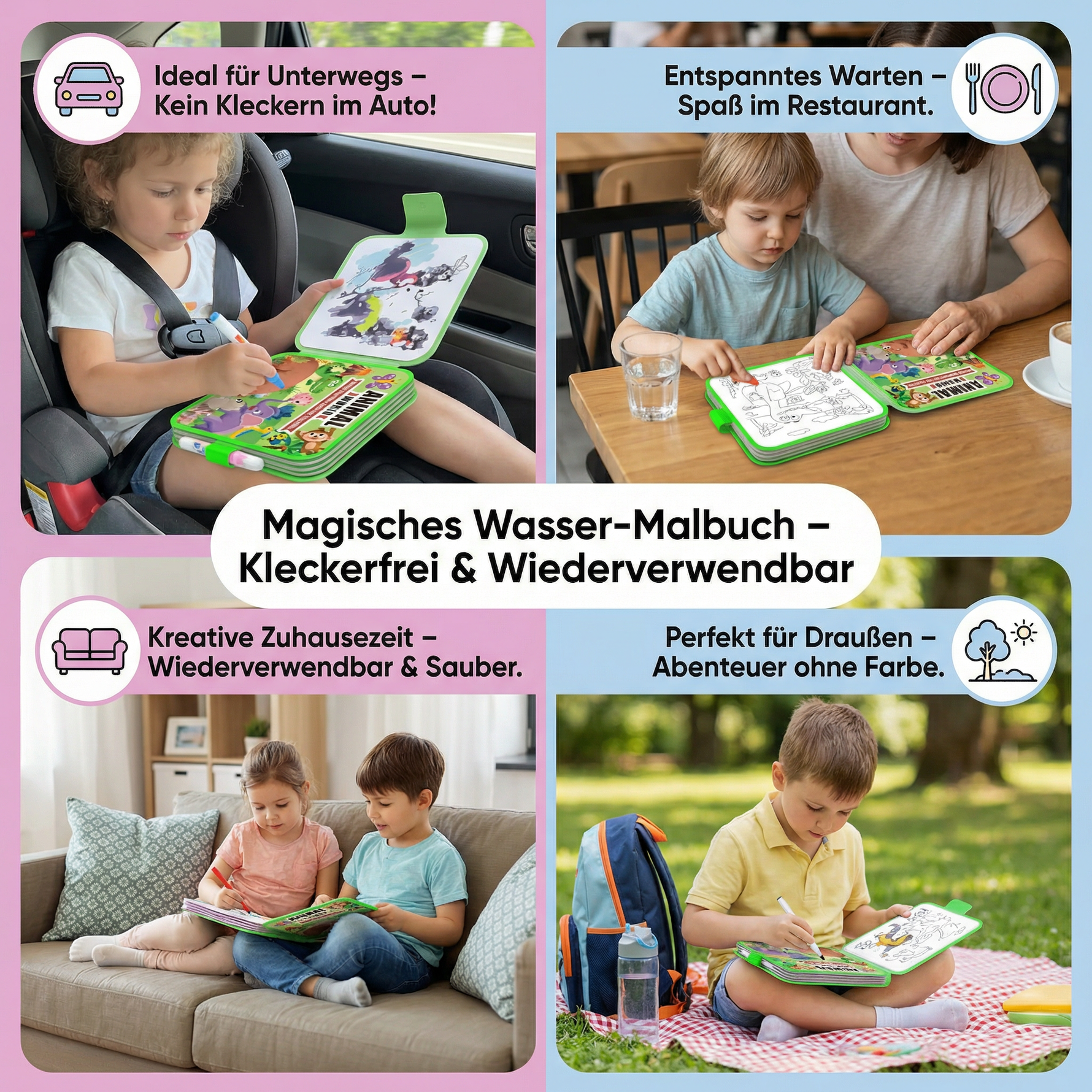 Wiederverwendbares Malbuch für Kinder – Kleckerfreies Wasser-Malbuch