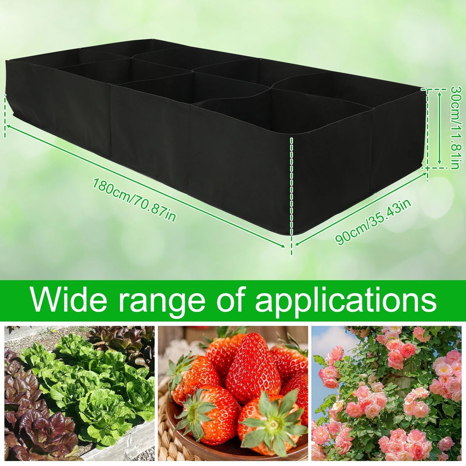 UrbanGarden Grow Bag | 8 Compartments | Durable Felt | 180x90x30 cm