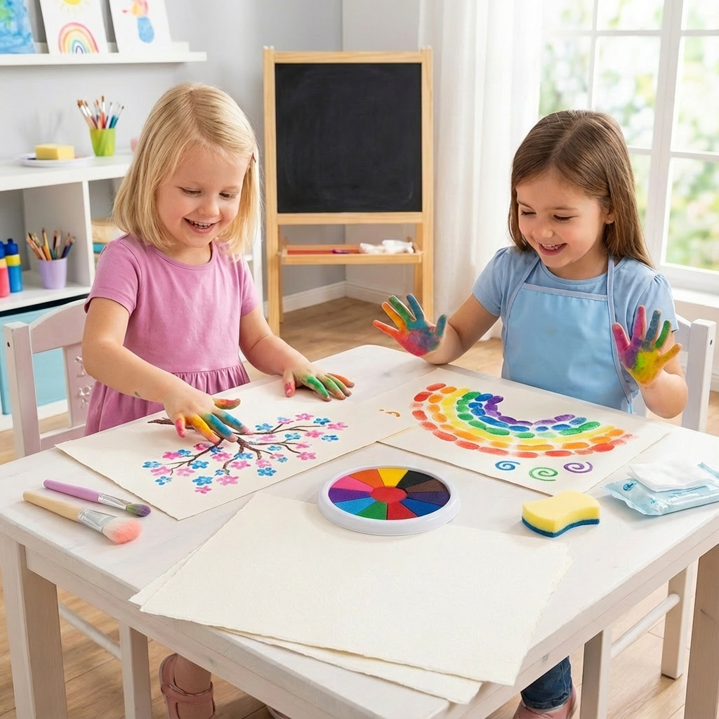 Set mit Fingerfarben für kreative Kinder