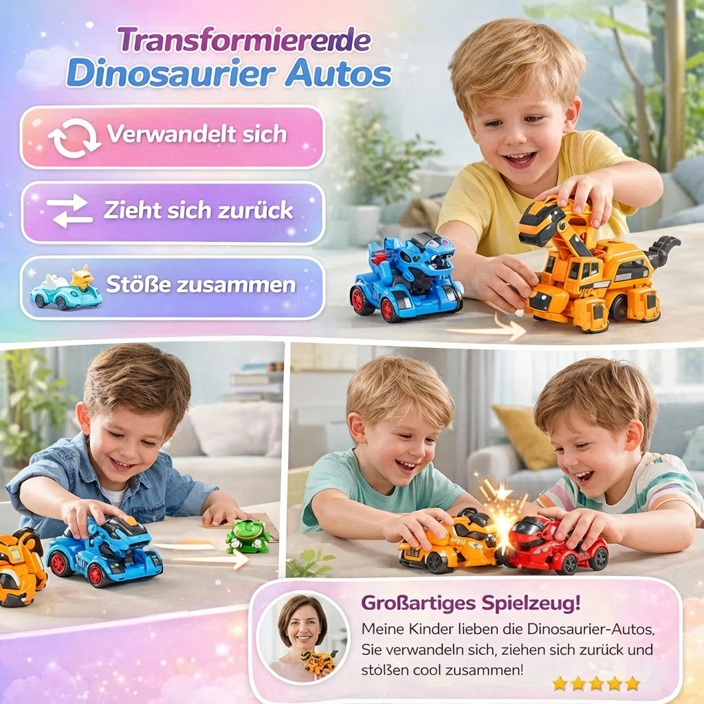 Verwandlungsautos mit Dinosaurier-Motiven