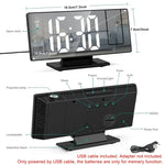 Projection Alarm Clock with Flexible 180° Display – Snooze Function and Temperature Display
