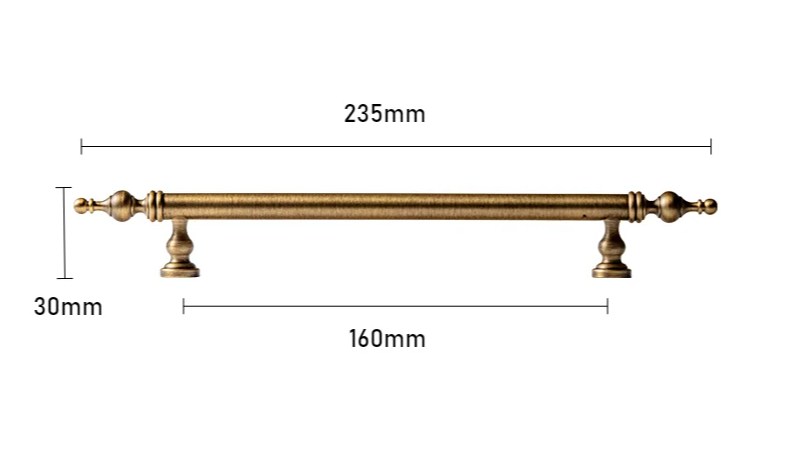 Eleganter T-Bar Möbelgriff aus massivem Messing im Antiklook