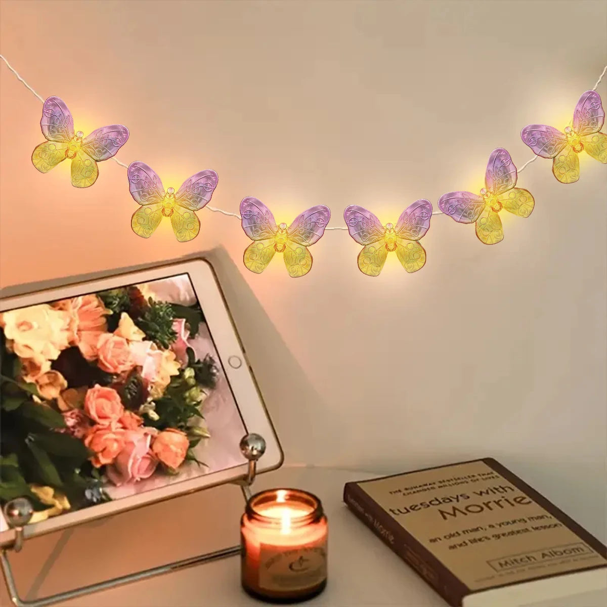 Sonnige Schmetterlingslichterkette | 10 oder 20 LEDs | Romantische Deko für Zuhause und Garten