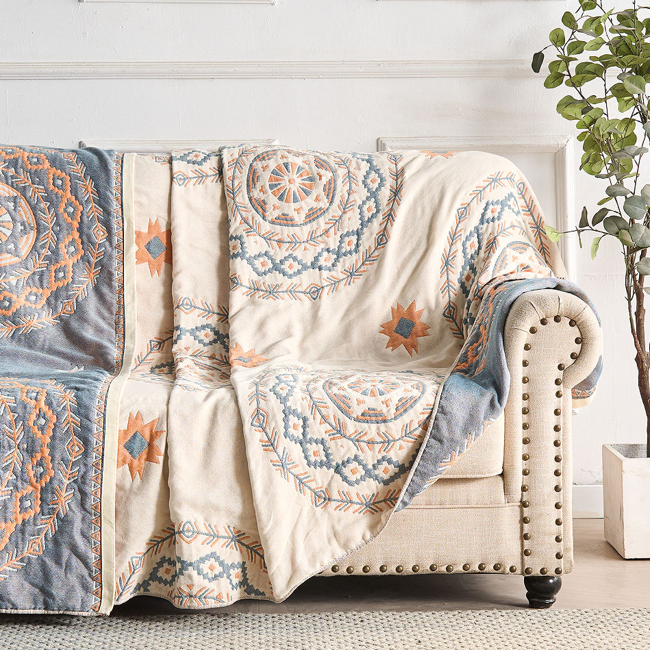 Boho Eleganz: Gemütliche Baumwoll-Wurfdecke für dein Zuhause