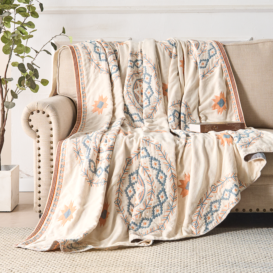 Boho Eleganz: Gemütliche Baumwoll-Wurfdecke für dein Zuhause