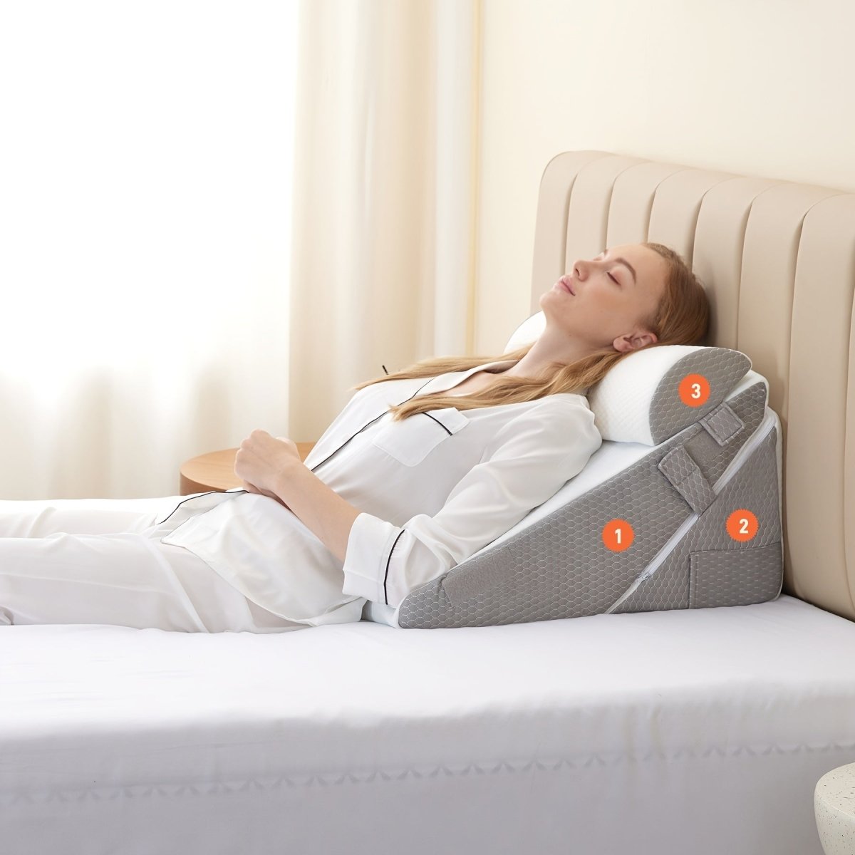 Wedge Pillow with Adjustable Height for Back and Leg Support