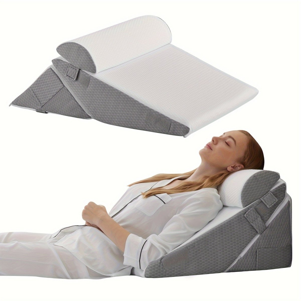 Wedge Pillow with Adjustable Height for Back and Leg Support