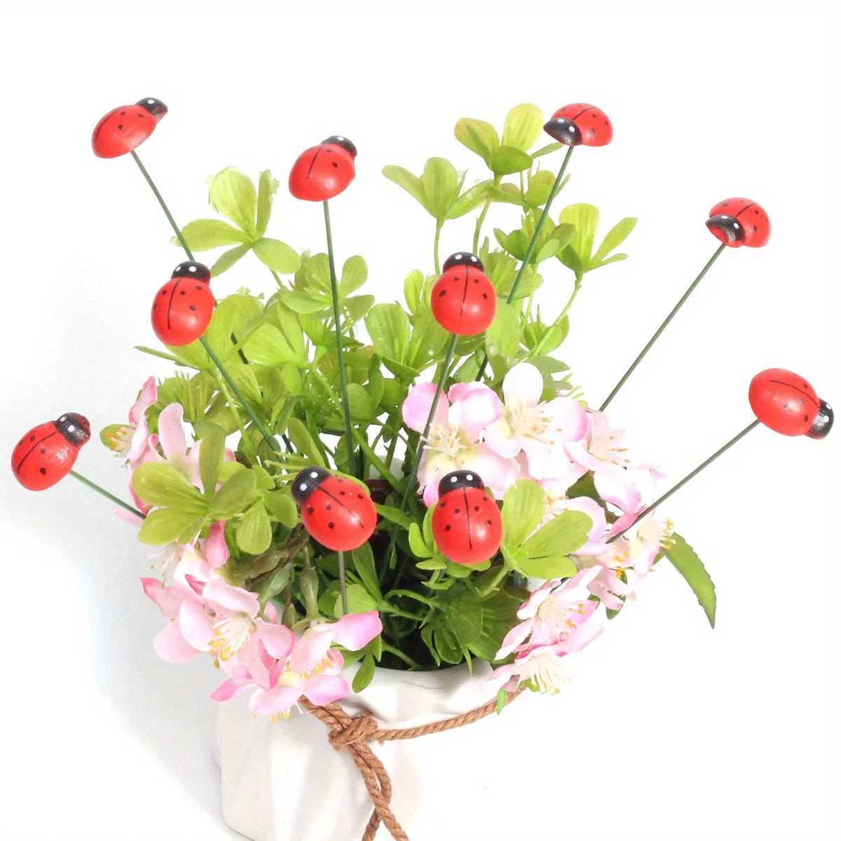 Vibrant Wooden Ladybugs for Your Garden | Set of 10