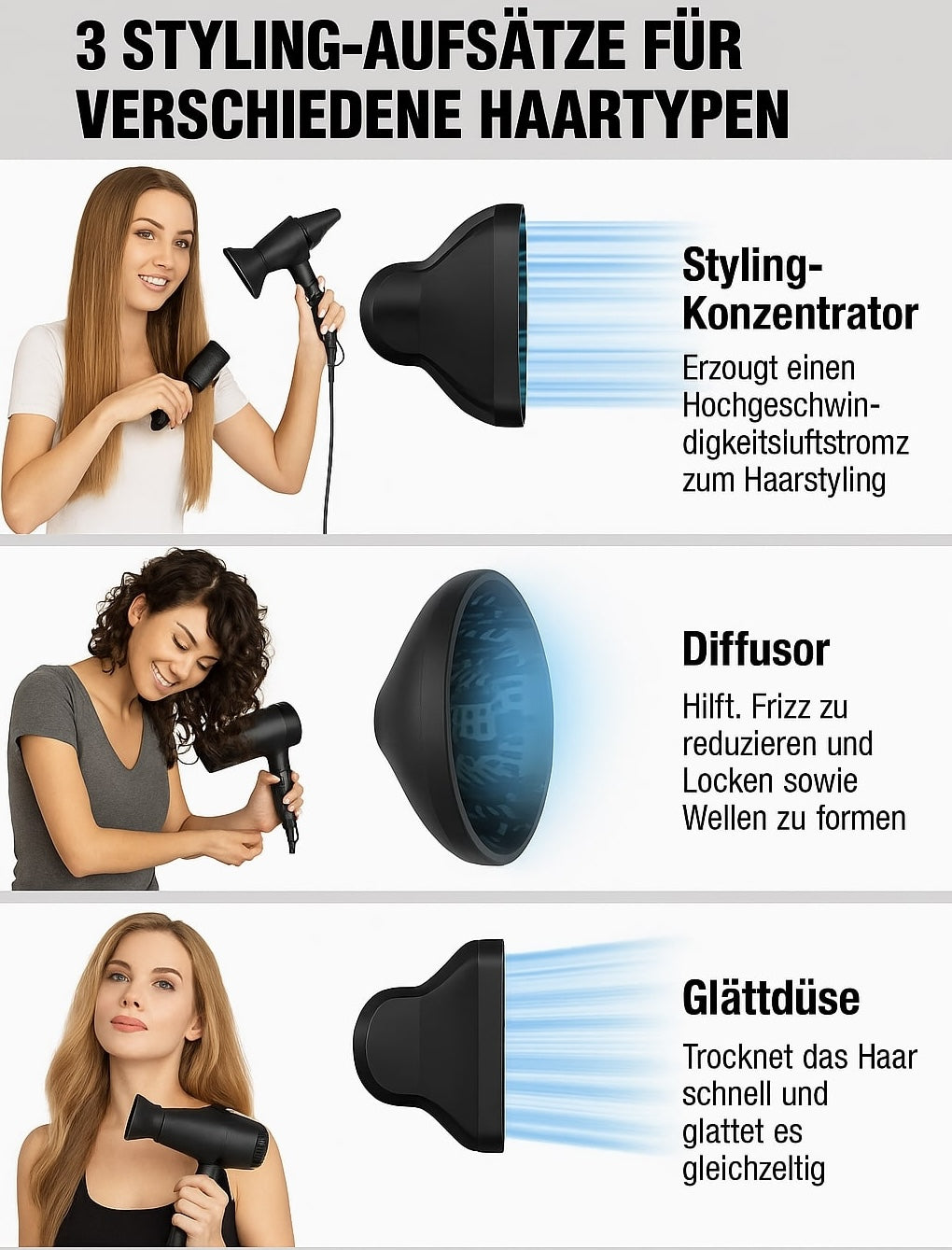 Schneller und schonender Haartrockner für perfektes Styling