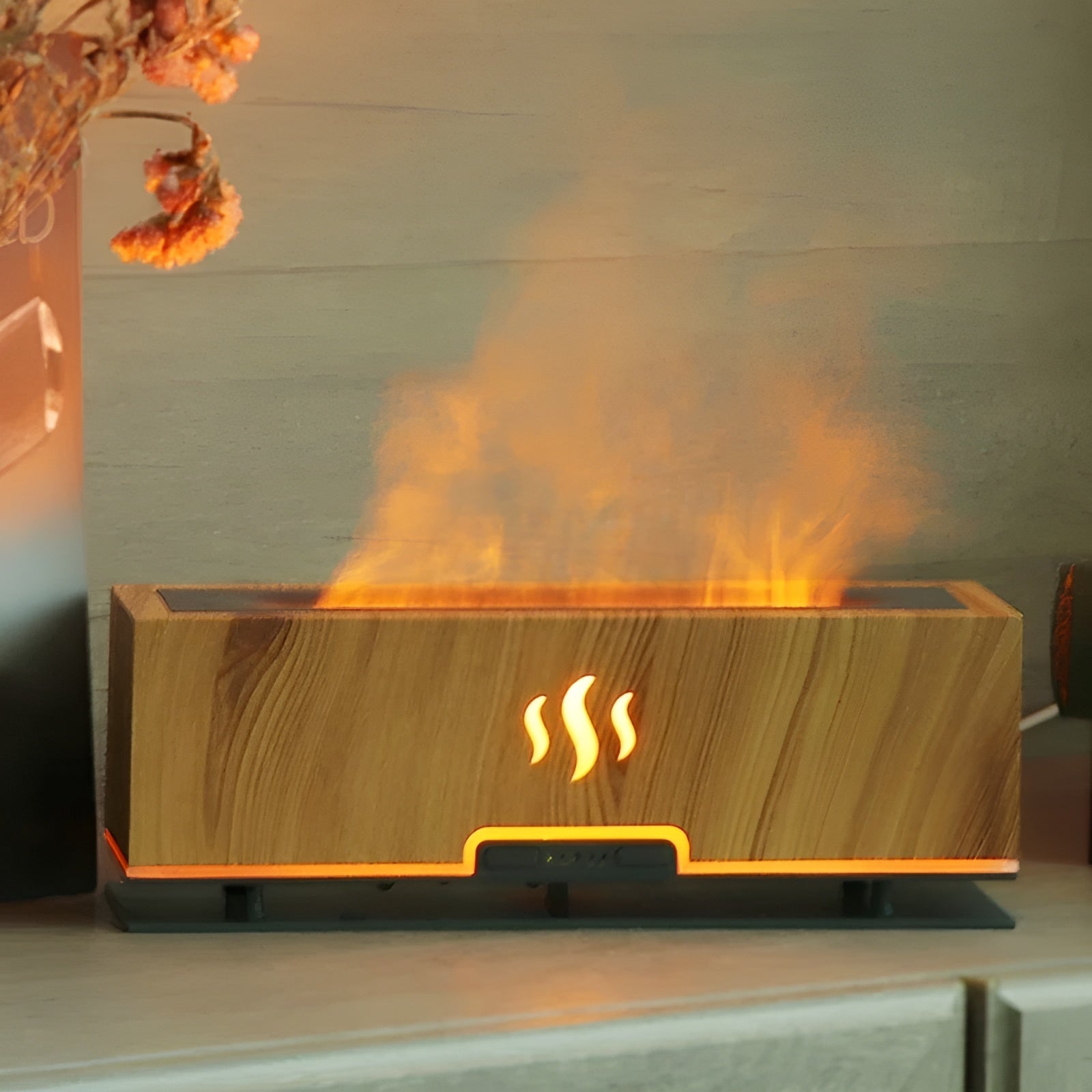 3-in-1 Luftbefeuchter mit Flammlampe und Aroma – AtmosphereMist