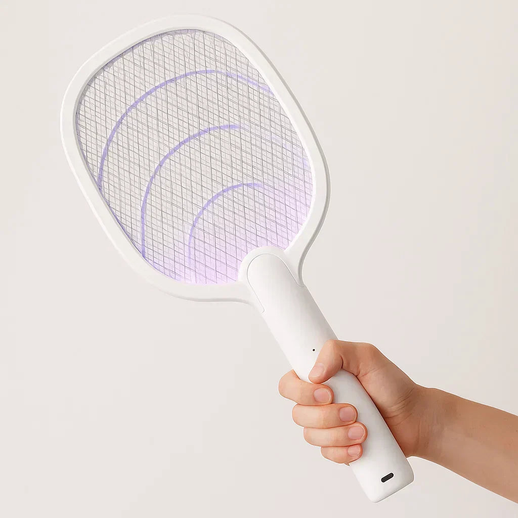 Wiederaufladbarer 2-in-1 Elektrischer Fliegenklatscher und Insektenvernichter – 2500V ohne Chemikalien