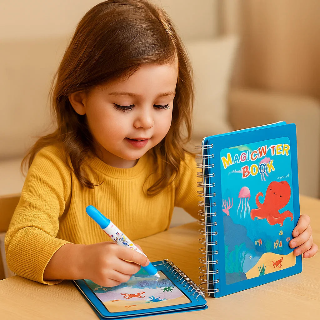 Selbstlöschendes Wasser-Malbuch-Set für Kinder mit Pinsel