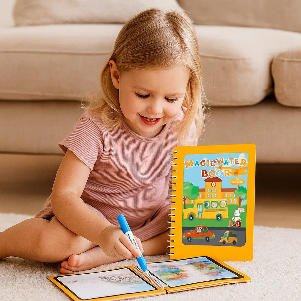 Selbstlöschendes Wasser-Malbuch-Set für Kinder mit Pinsel