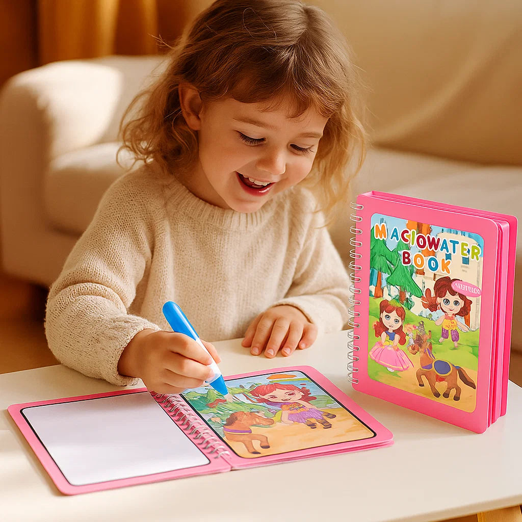 Selbstlöschendes Wasser-Malbuch-Set für Kinder mit Pinsel