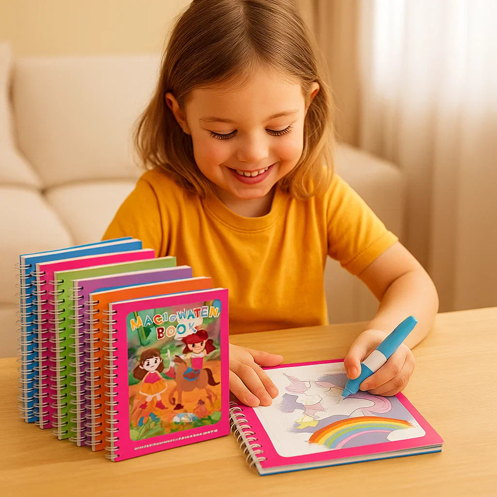 Selbstlösliches Wasser-Malbuch-Set für Kinder mit Pinsel (6 Stück)