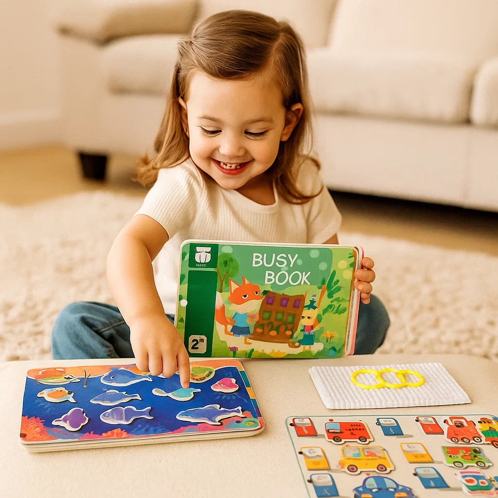 Montessori Beschäftigungsbuch mit sensorischen Elementen