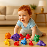Farben Sortierspiel Set mit Dinosauriern nach Montessori-Prinzipien
