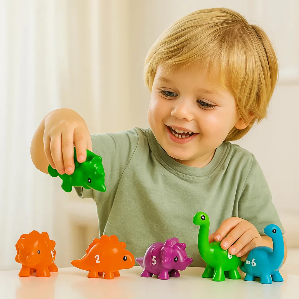 Farben Sortierspiel Set mit Dinosauriern nach Montessori-Prinzipien