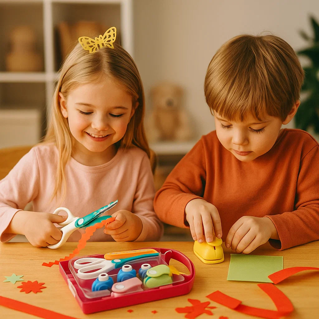 Bastelset für Kinder mit Scheren und Stanzen – Sicher und kreativ