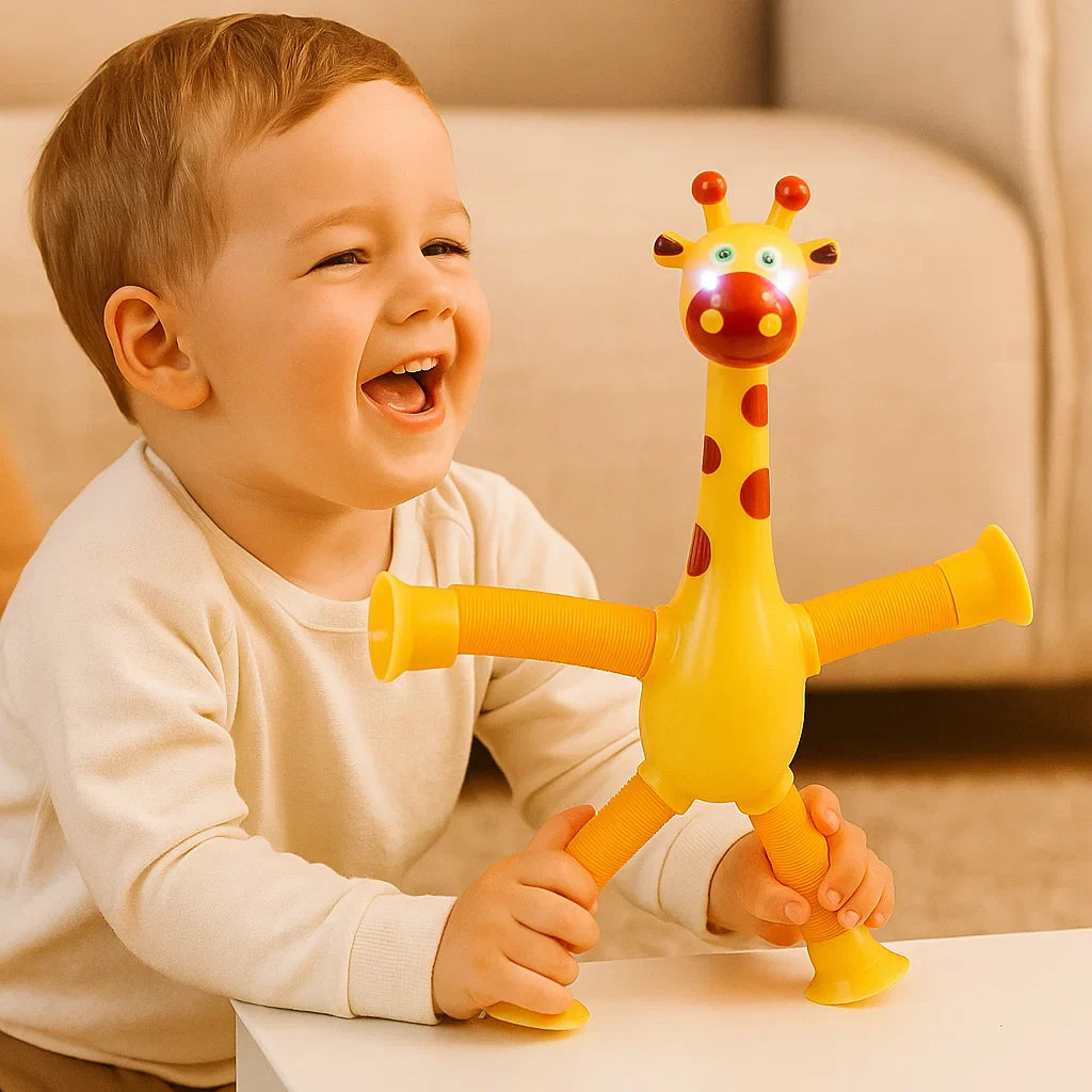 Babyspielzeug mit Saugnapf – Giraffe für sensorische Stimulation