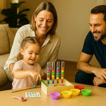Spiel- und Lernset mit Reagenzgläsern für Farben und Zahlen nach Montessori