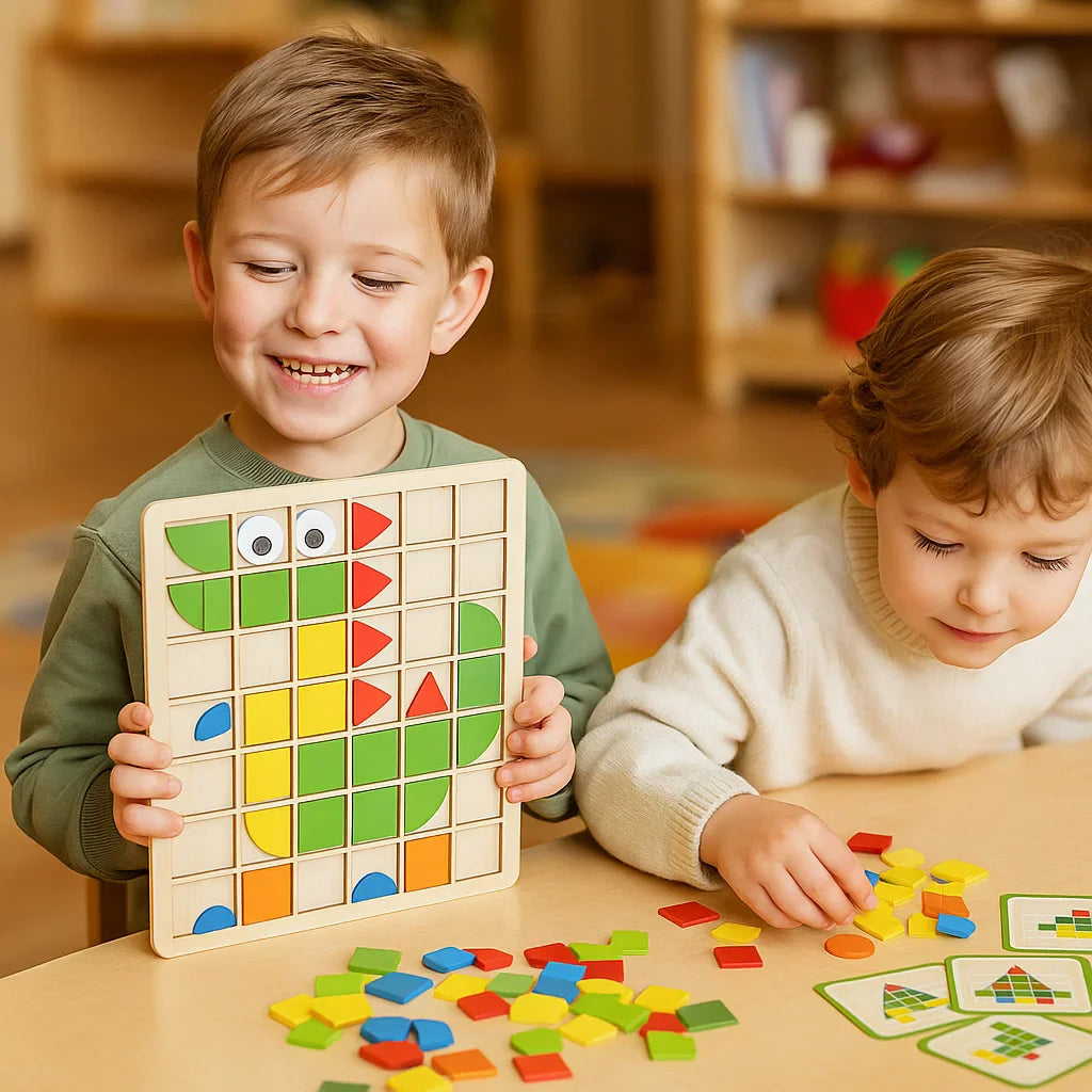 Farben und Formen Puzzle – Montessori Mosaikspiel für Kinder