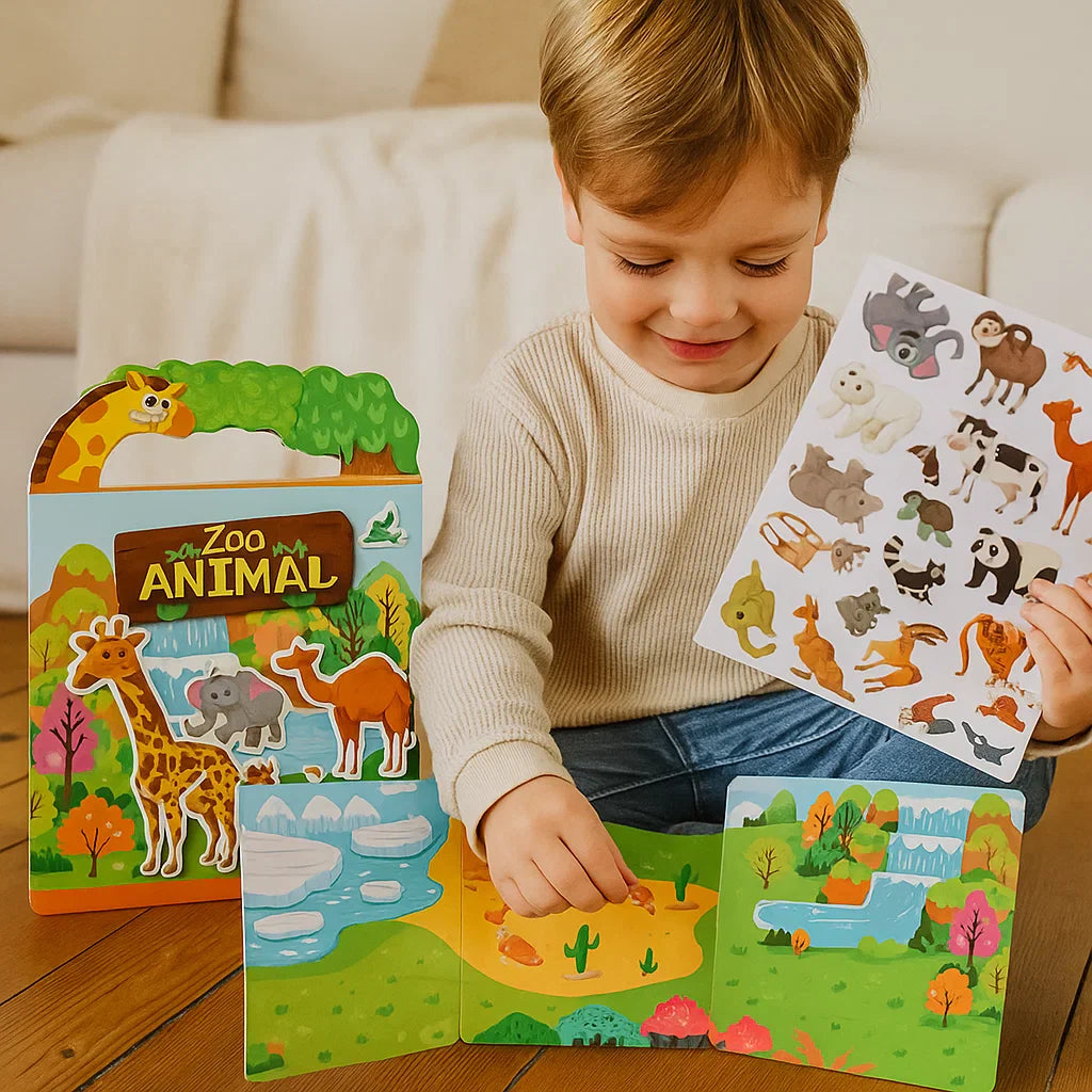 Wiederverwendbare Stickerbücher im Montessori-Stil mit Themenvielfalt