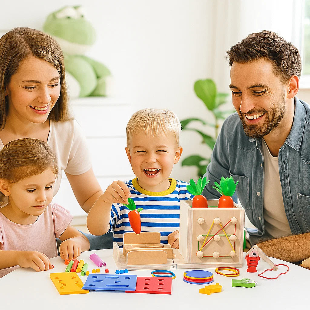 Montessori Lernspiel Würfel aus Holz mit 6 in 1 Formen und Figuren