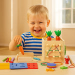 Montessori Lernspiel Würfel aus Holz mit 6 in 1 Formen und Figuren