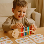 Farben Sortierspiel für Kinder im Montessori Fischgräten Design