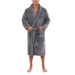 Warm fleece bathrobe with a smart collar and pockets