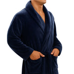 Warm fleece bathrobe with a smart collar and pockets