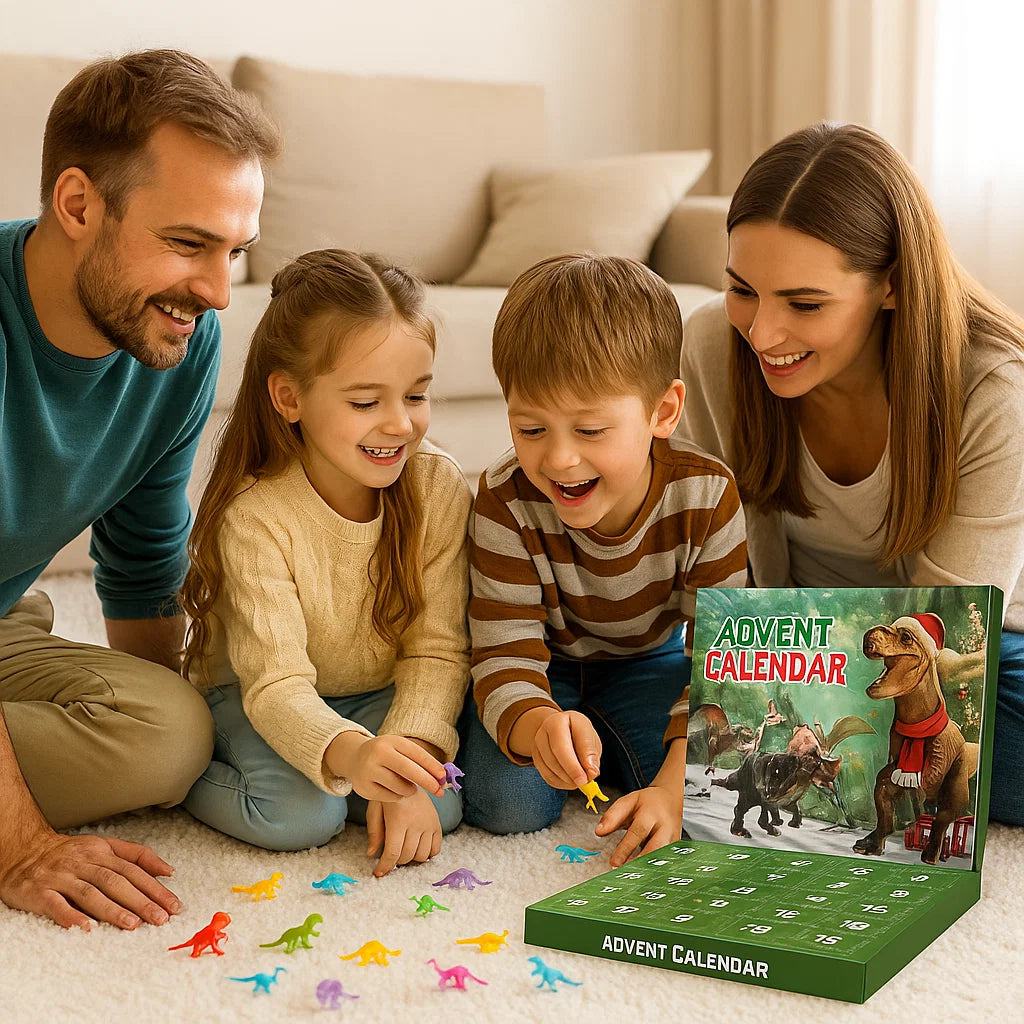Adventskalender mit Dinosauriern für junge Entdecker