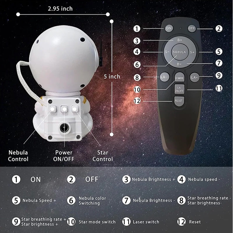 LED-Nachtlicht Projektor mit Astronauten und Galaxie-Effekt