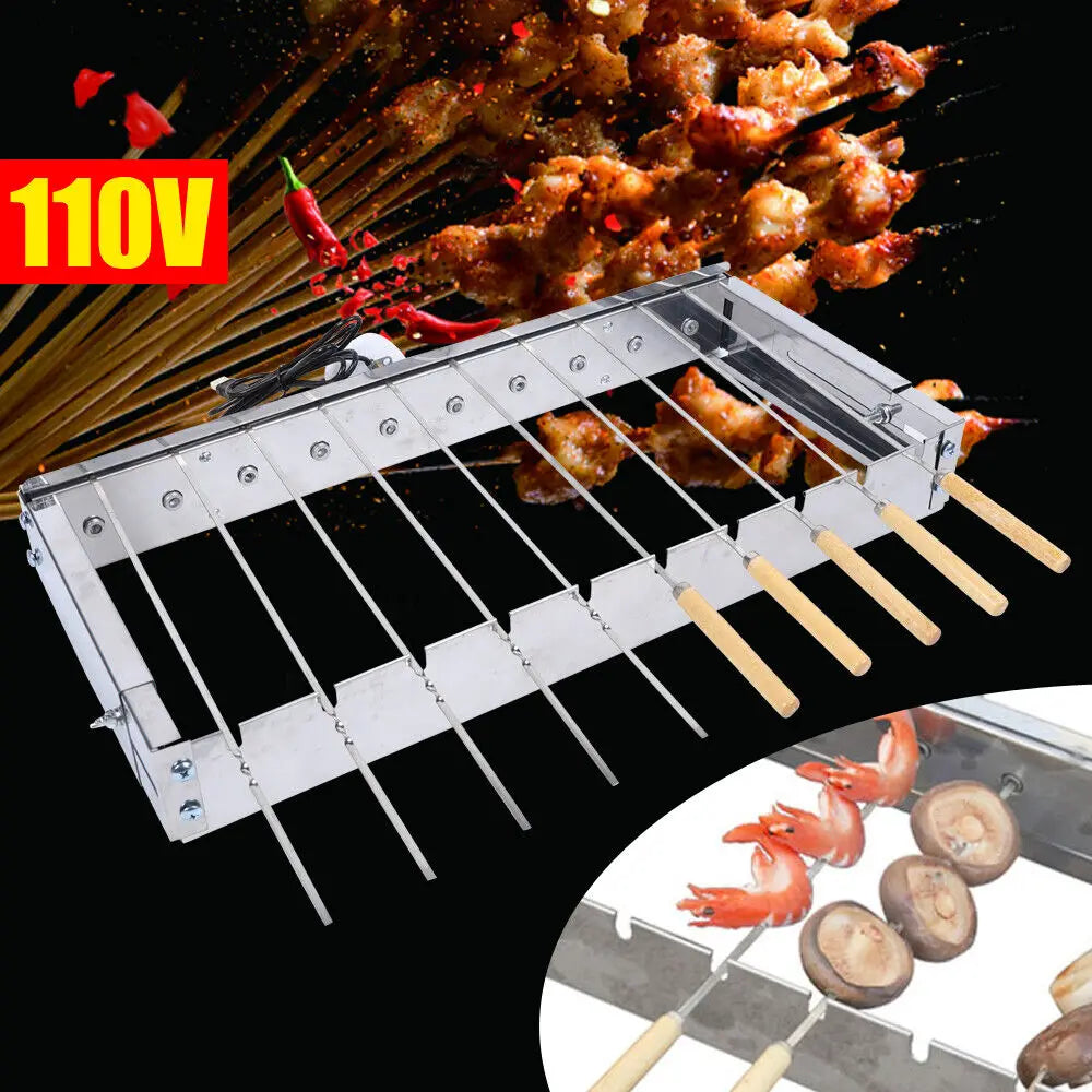 Edelstahl Grillspieß-Set mit automatischer Rotationsfunktion