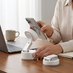 Compact, double-sided smartphone holder with vacuum magnet