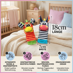 Plüschsocken und Armband für Babys mit sensorischen Elementen