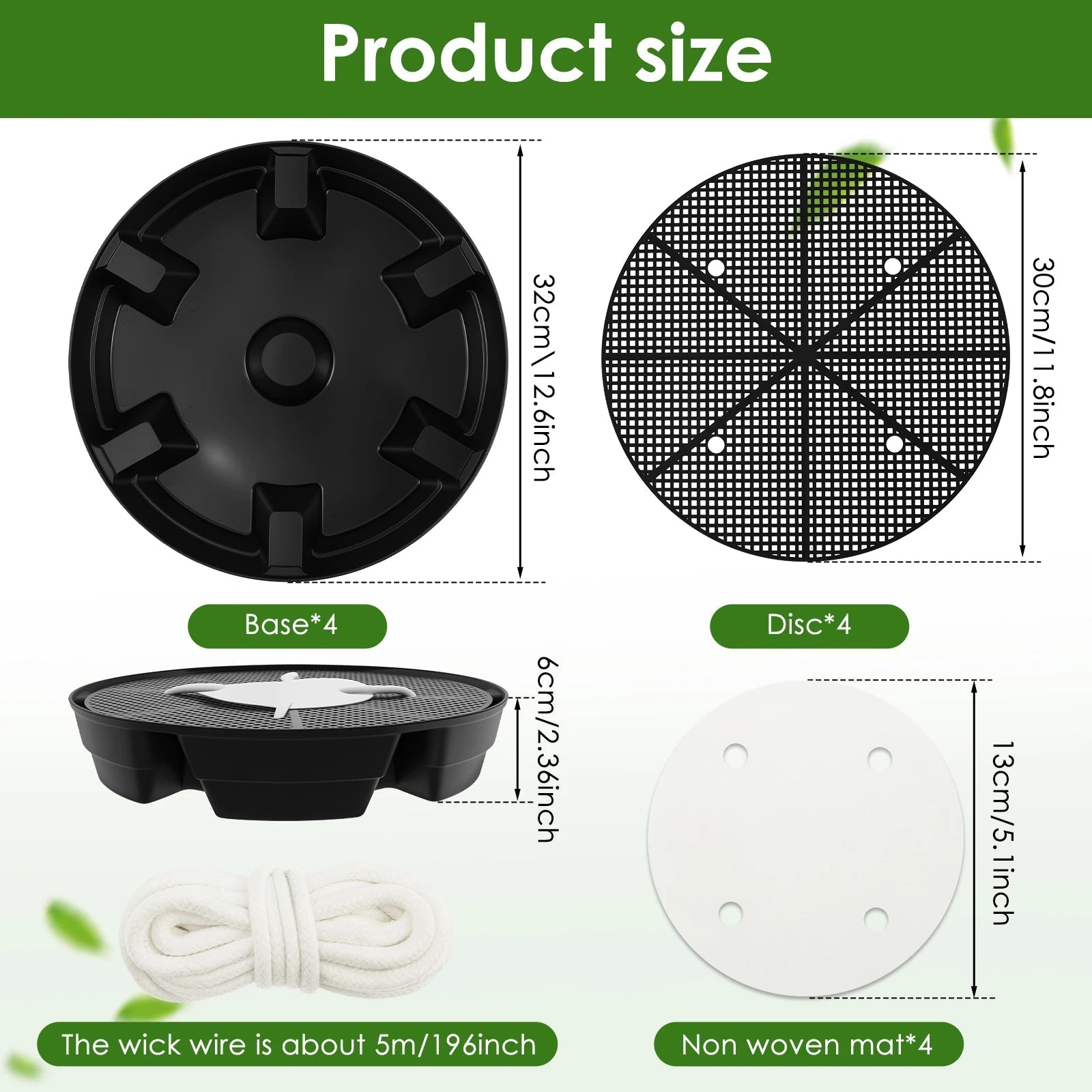 Self-Watering Plant Coasters with 2.8 L Water Reservoir | 4-Pack